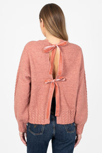 Edith Open Bow Back Knit Sweater - honey