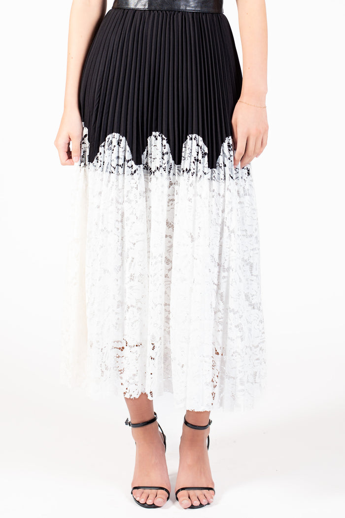 Fauna Lace Pleated Midi Skirt - honey