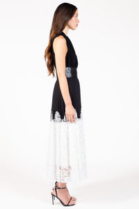 Fauna Lace Pleated Midi Skirt - honey