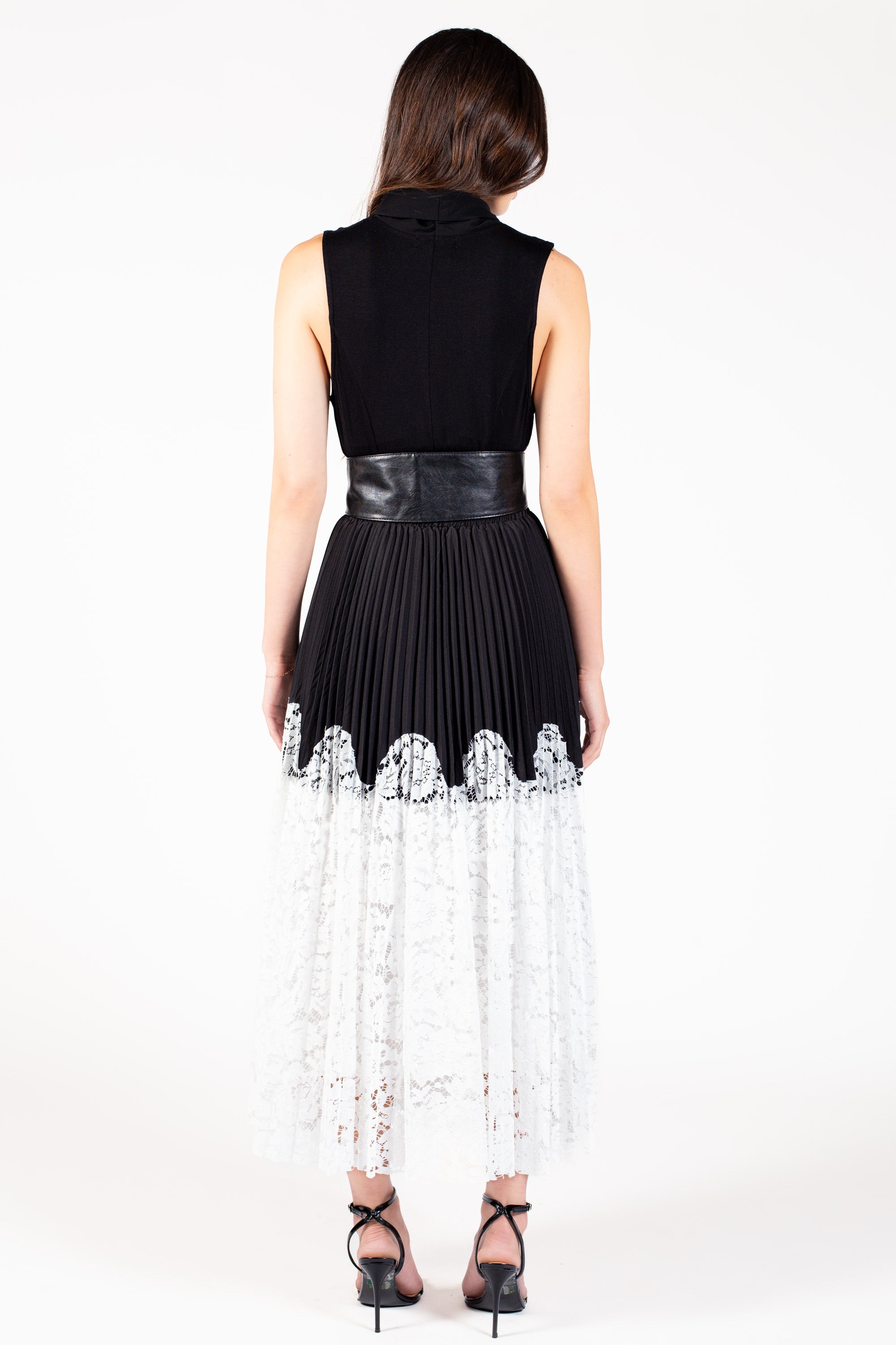 Fauna Lace Pleated Midi Skirt