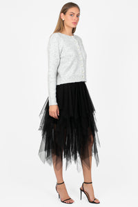Violetta Multi Layer Tulle Midi Skirt - honey