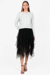 Violetta Multi Layer Tulle Midi Skirt - honey