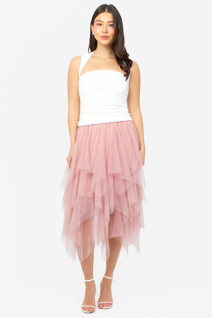 Violetta Multi Layer Tulle Midi Skirt - honey