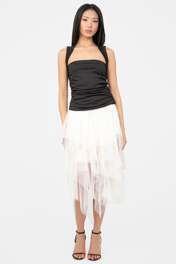 Violetta Multi Layer Tulle Midi Skirt - honey
