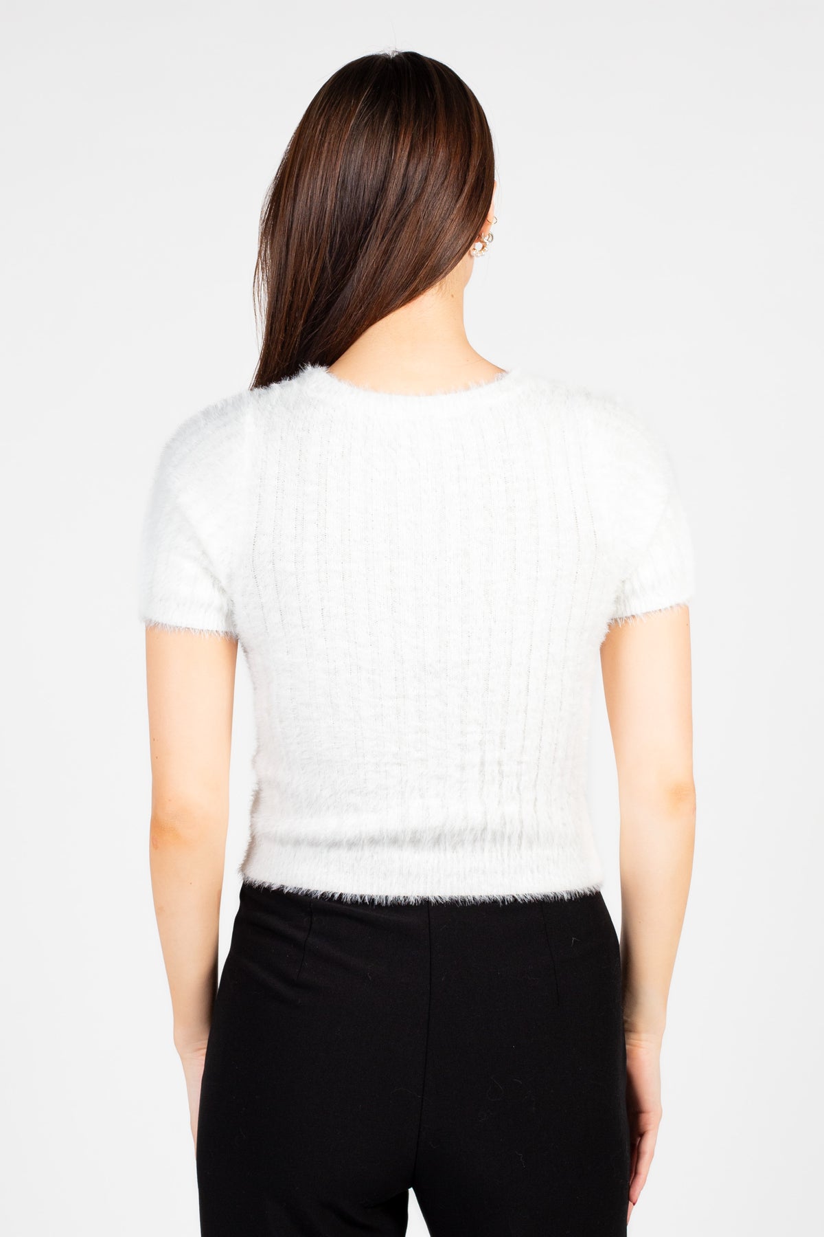 Audrey Fuzzy Short Sleeve Sweater