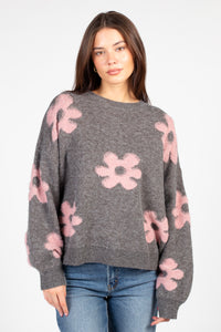 Posie Floral Fuzzy Sweater