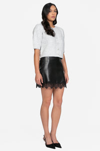 Lucette Faux Leather Lace Trim Mini Skirt