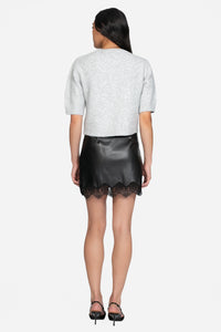 Lucette Faux Leather Lace Trim Mini Skirt