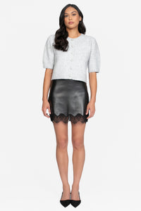 Lucette Faux Leather Lace Trim Mini Skirt