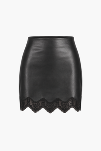 Lucette Faux Leather Lace Trim Mini Skirt