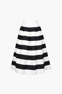 Aria Pleated Stripe Midi Skirt - honey