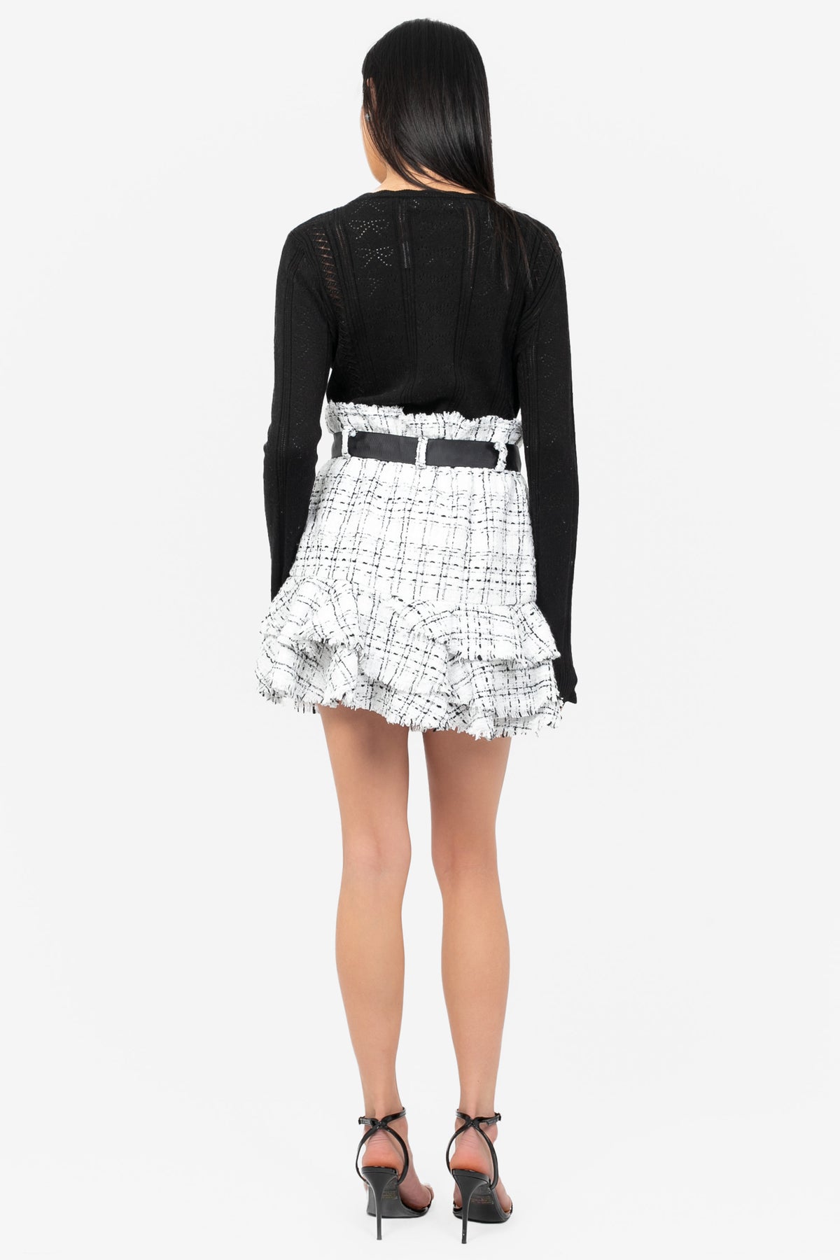 Eloise Belted Tweed Mini Skirt - honey