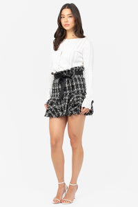 Neomie Belted Tweed Mini Skirt - honey
