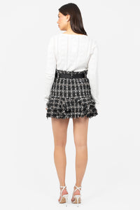 Neomie Belted Tweed Mini Skirt - honey