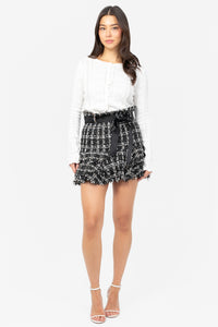 Neomie Belted Tweed Mini Skirt - honey