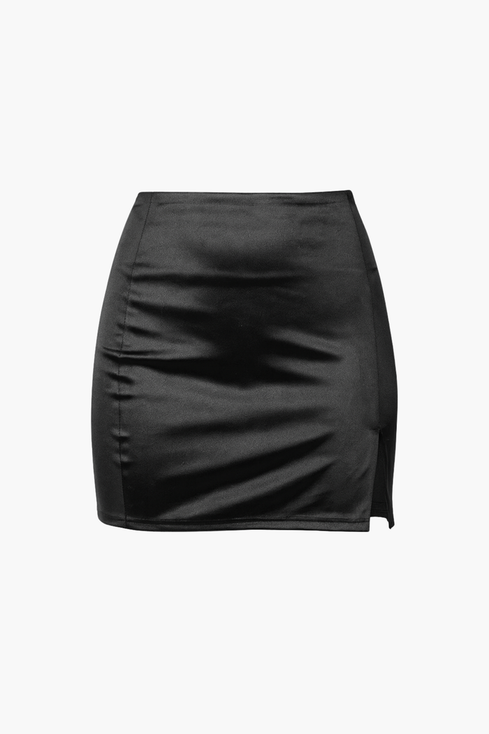 Aubrey Satin Mini Skirt - honey