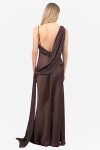 Fiorella Satin Chiffon Maxi Dress
