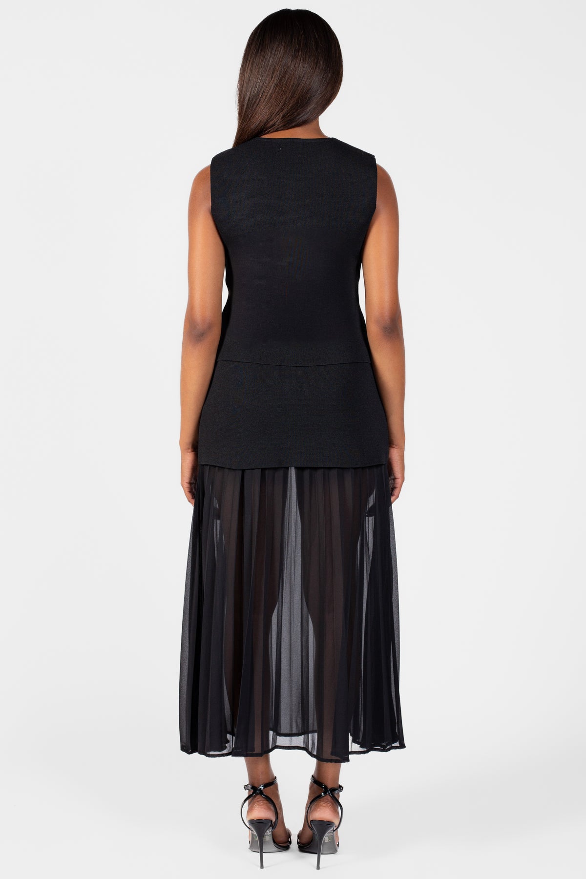 Cerelia Pleated Sheer Underlay Maxi Skirt - honey