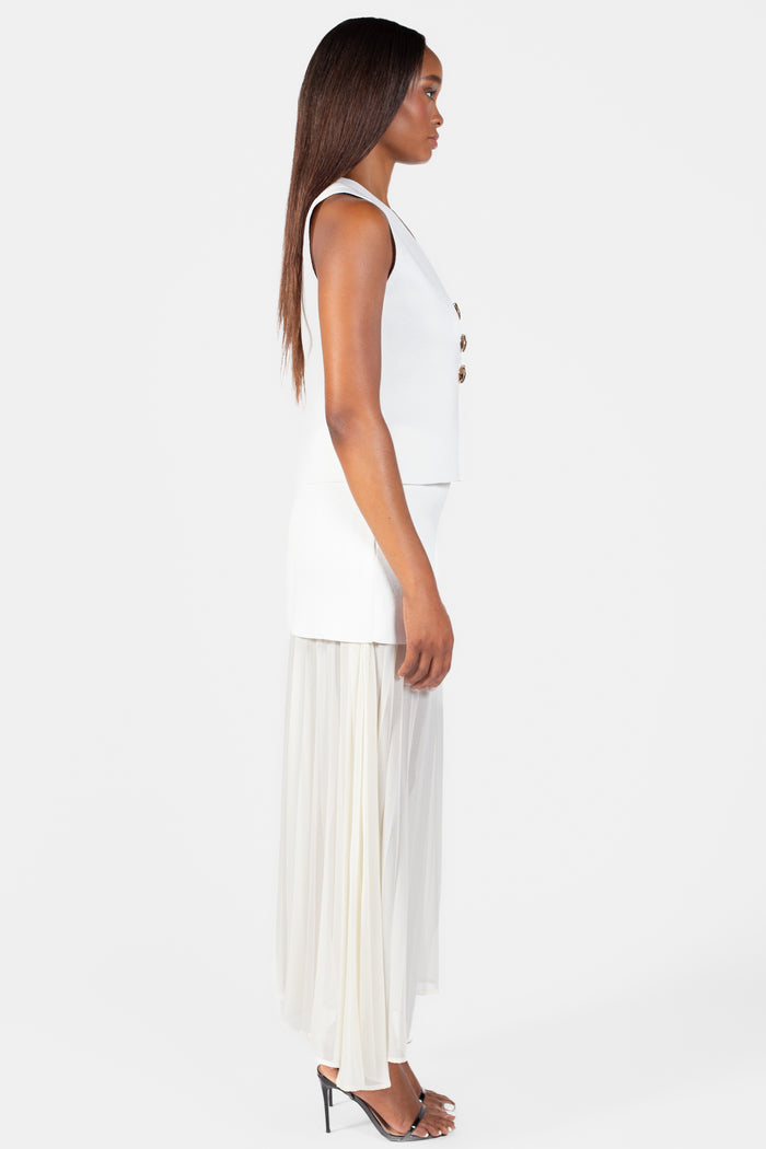 Cerelia Pleated Sheer Underlay Maxi Skirt - honey