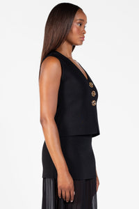 Saylor Button Vest Cardigan - honey