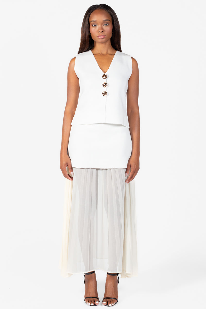 Saylor Button Vest Cardigan - honey