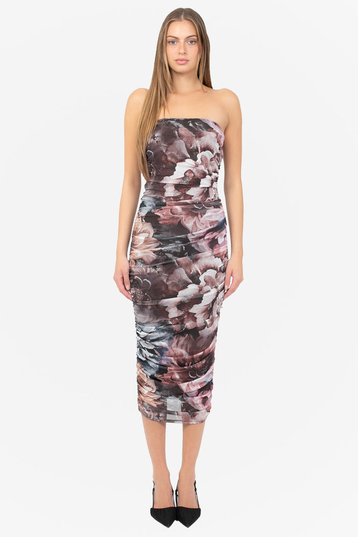 Primrose Floral Ruched Midi Dress