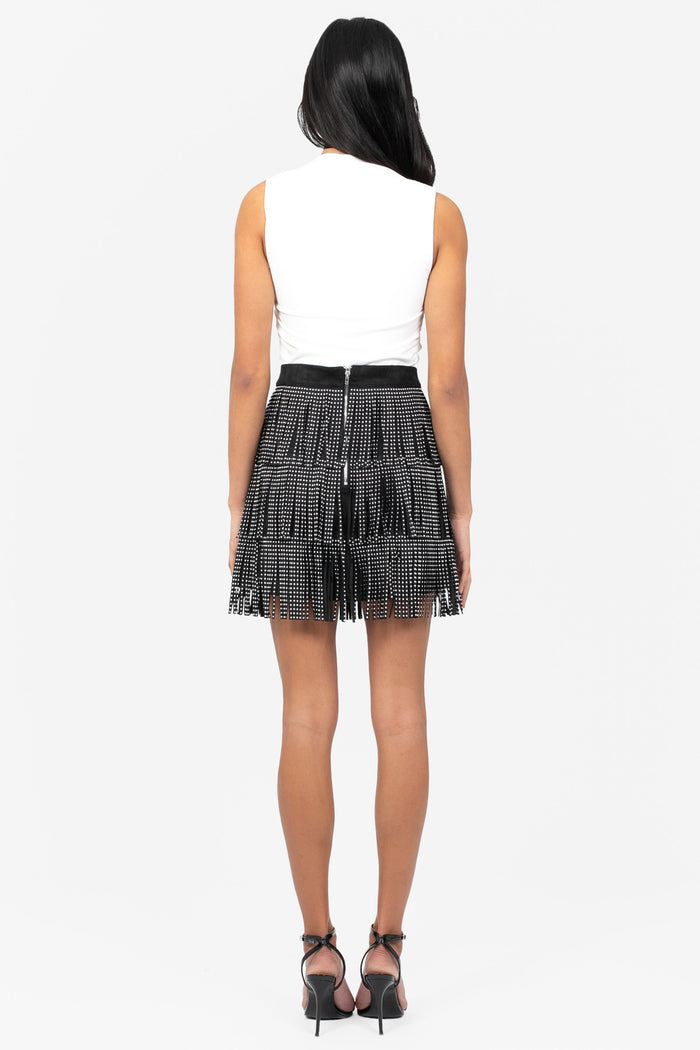 Mirage Fringe Tiered Mini Skirt - honey