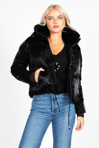 Mistic Shine Hooded Fur Trim Puffer Jacket