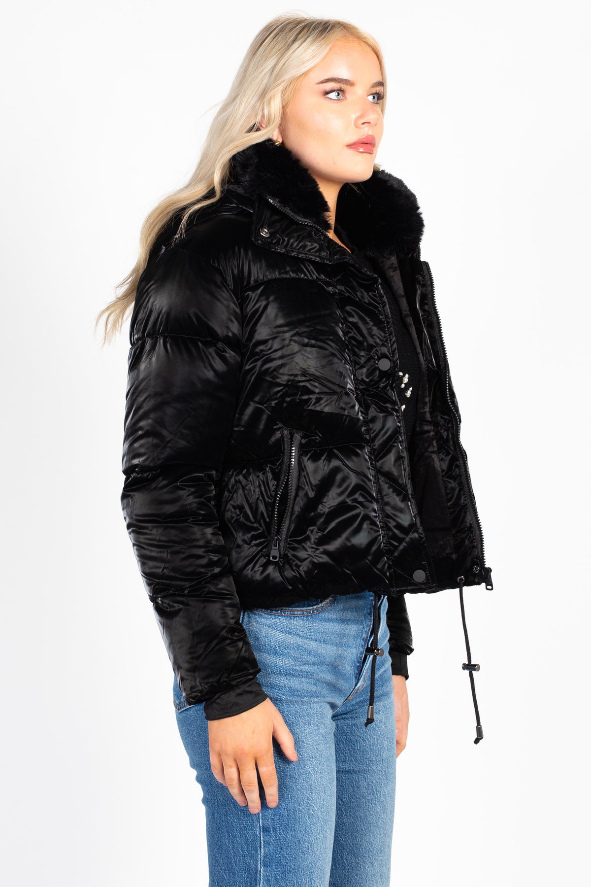 Mistic Shine Hooded Fur Trim Puffer Jacket