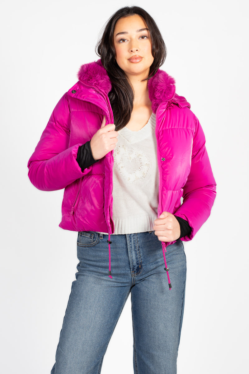 Mistic Shine Hooded Fur Trim Puffer Jacket