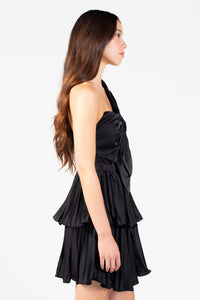 Lucetta Knotted Satin Mini Dress - honey