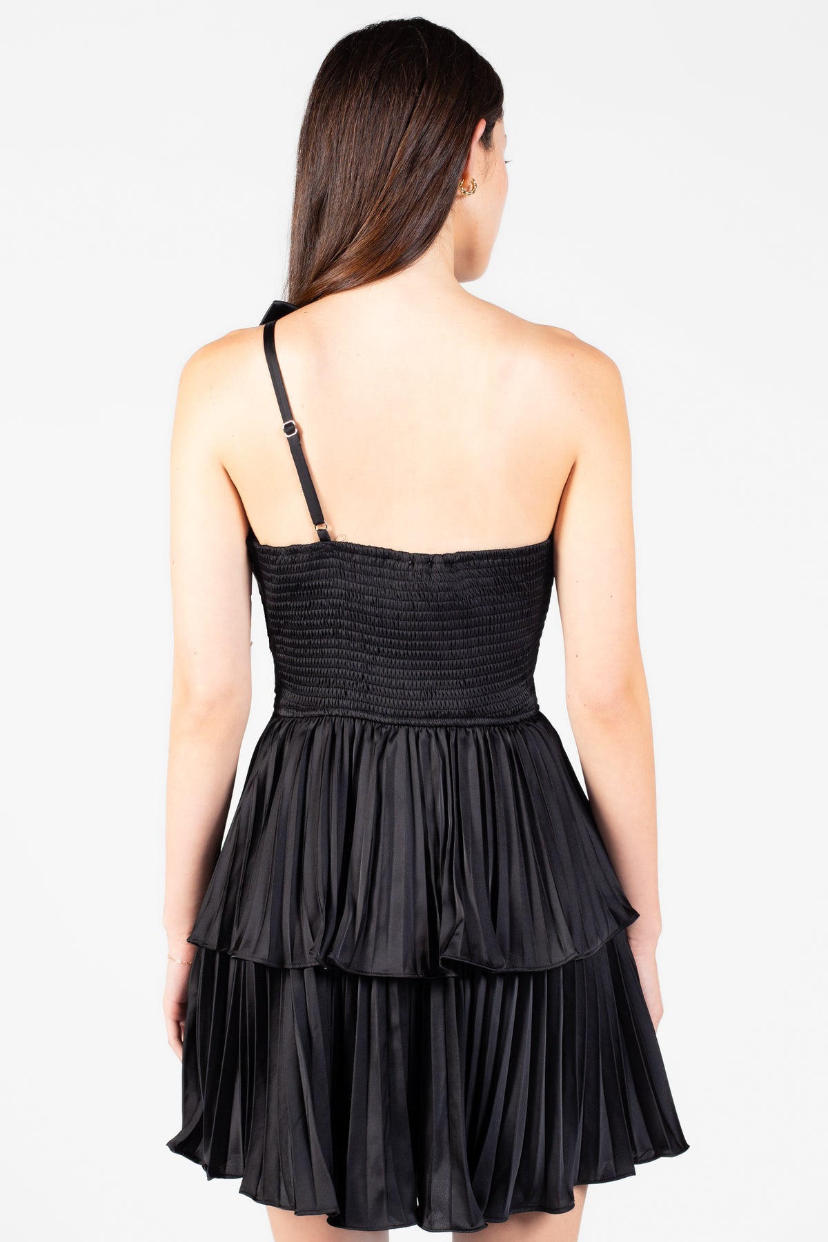 Lucetta Knotted Satin Mini Dress - honey