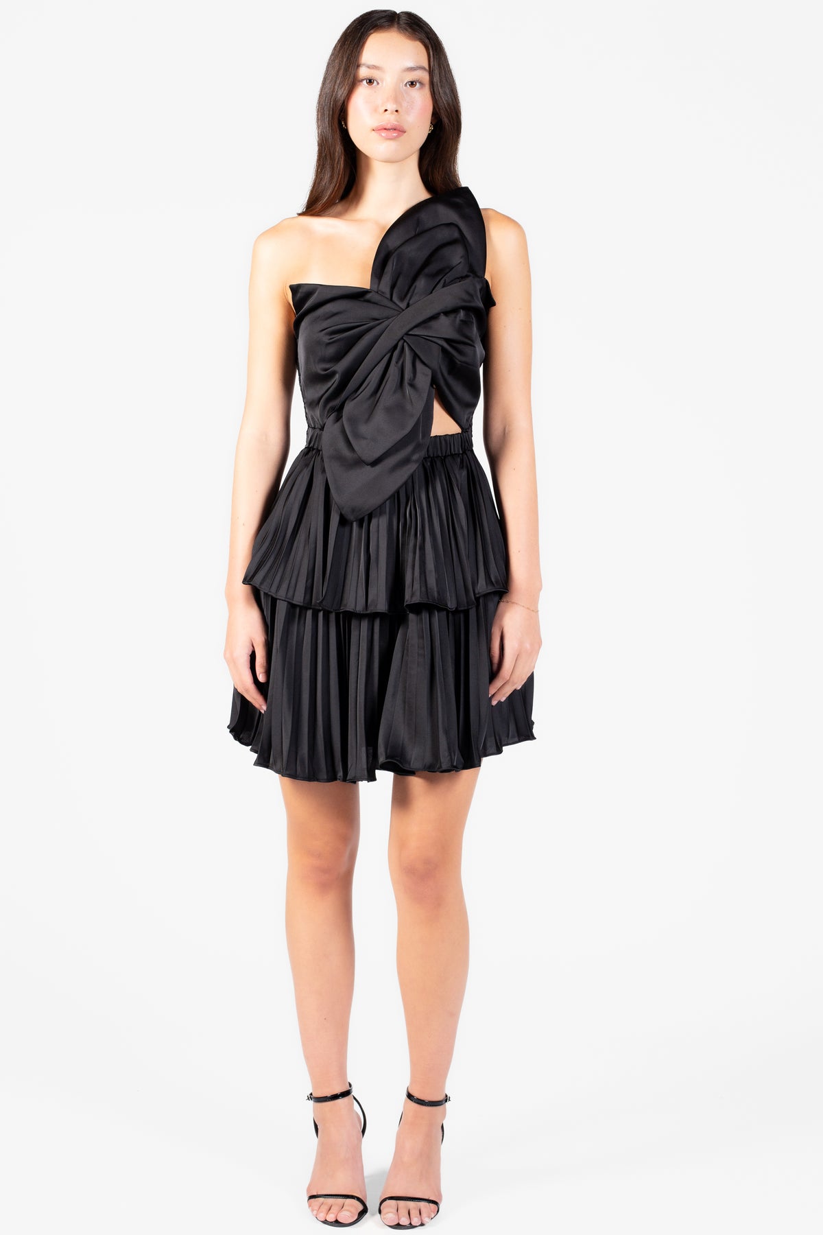 Lucetta Knotted Satin Mini Dress - honey