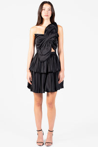 Lucetta Knotted Satin Mini Dress - honey