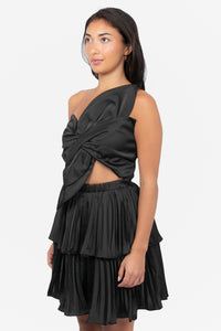 Lucetta Knotted Satin Mini Dress