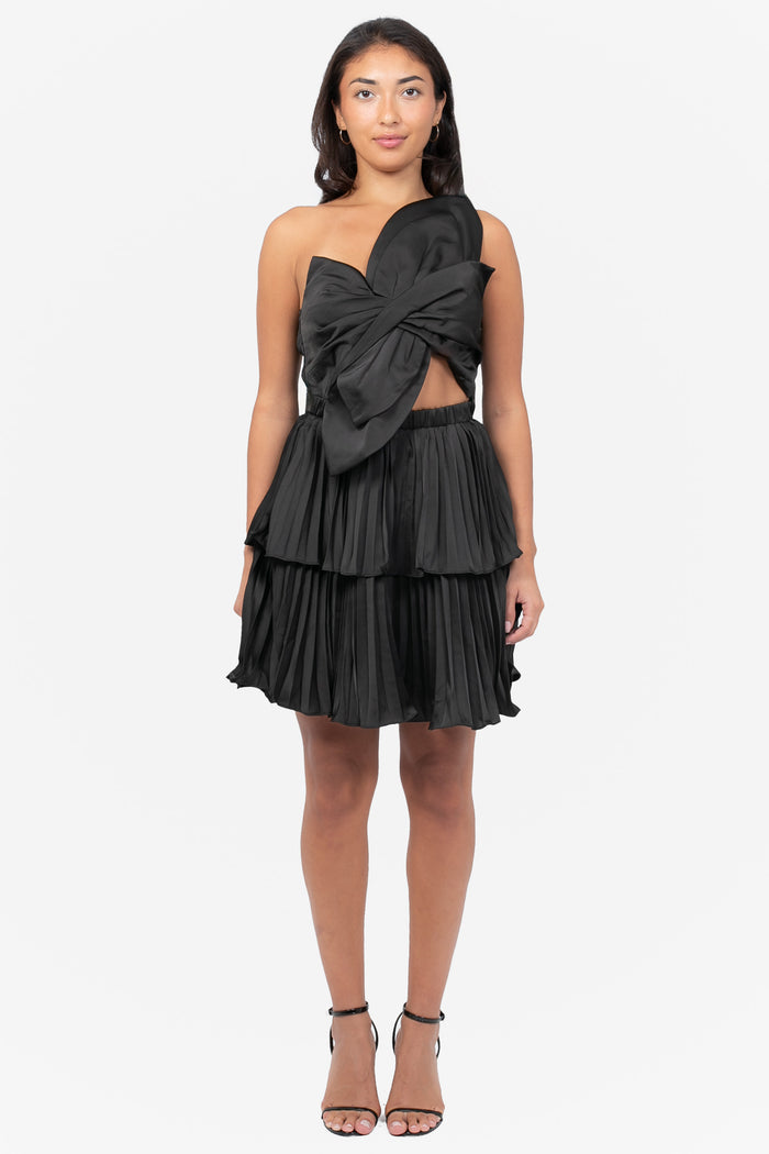 Lucetta Knotted Satin Mini Dress