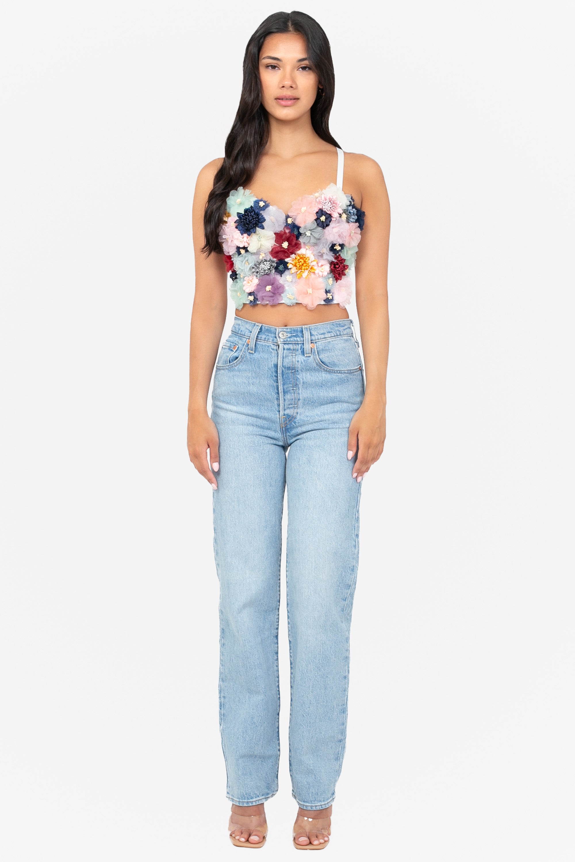 Milan Floral Applique Bustier – honey