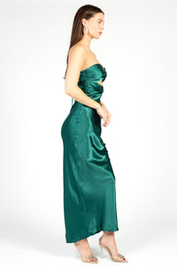 Aria Strapless Cutout Satin Maxi Dress