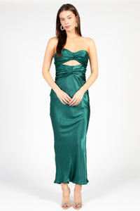 Aria Strapless Cutout Satin Maxi Dress