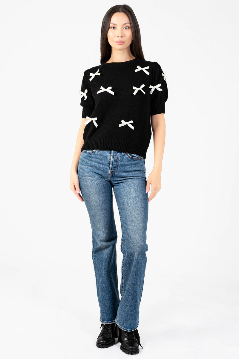 Lois Mini Bow Sweater - honey