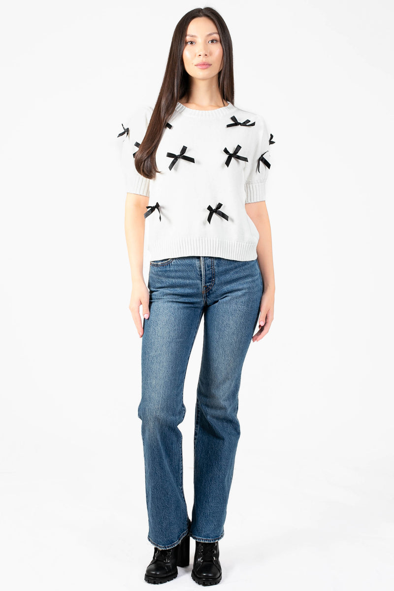 Lois Mini Bow Sweater - honey