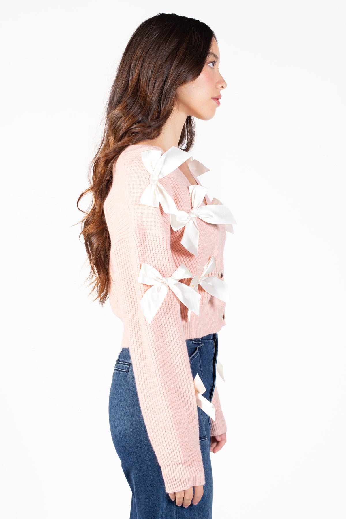Helena Bow Knit Cardigan - honey