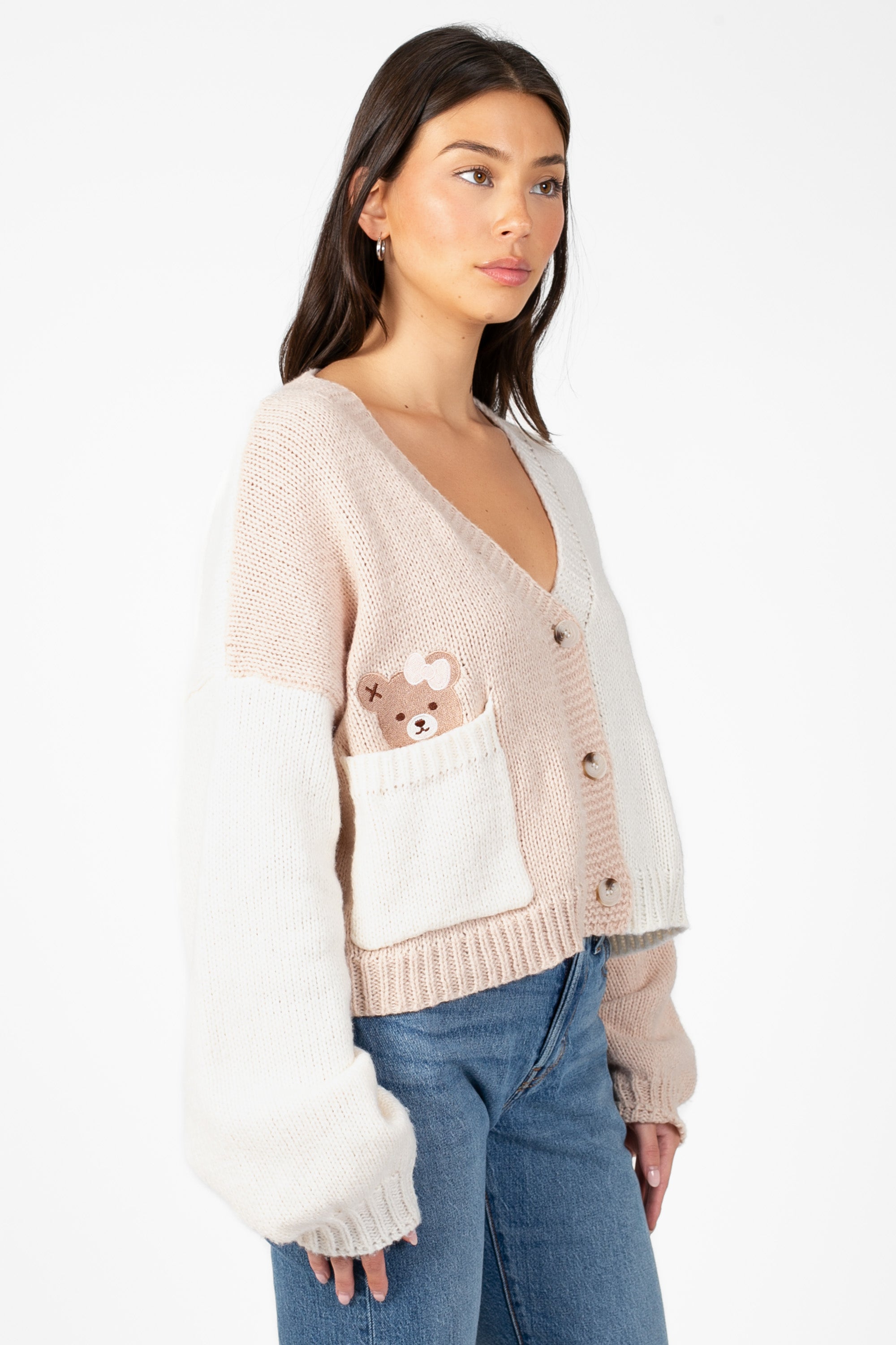 Addie Colourblock Teddy Cardigan