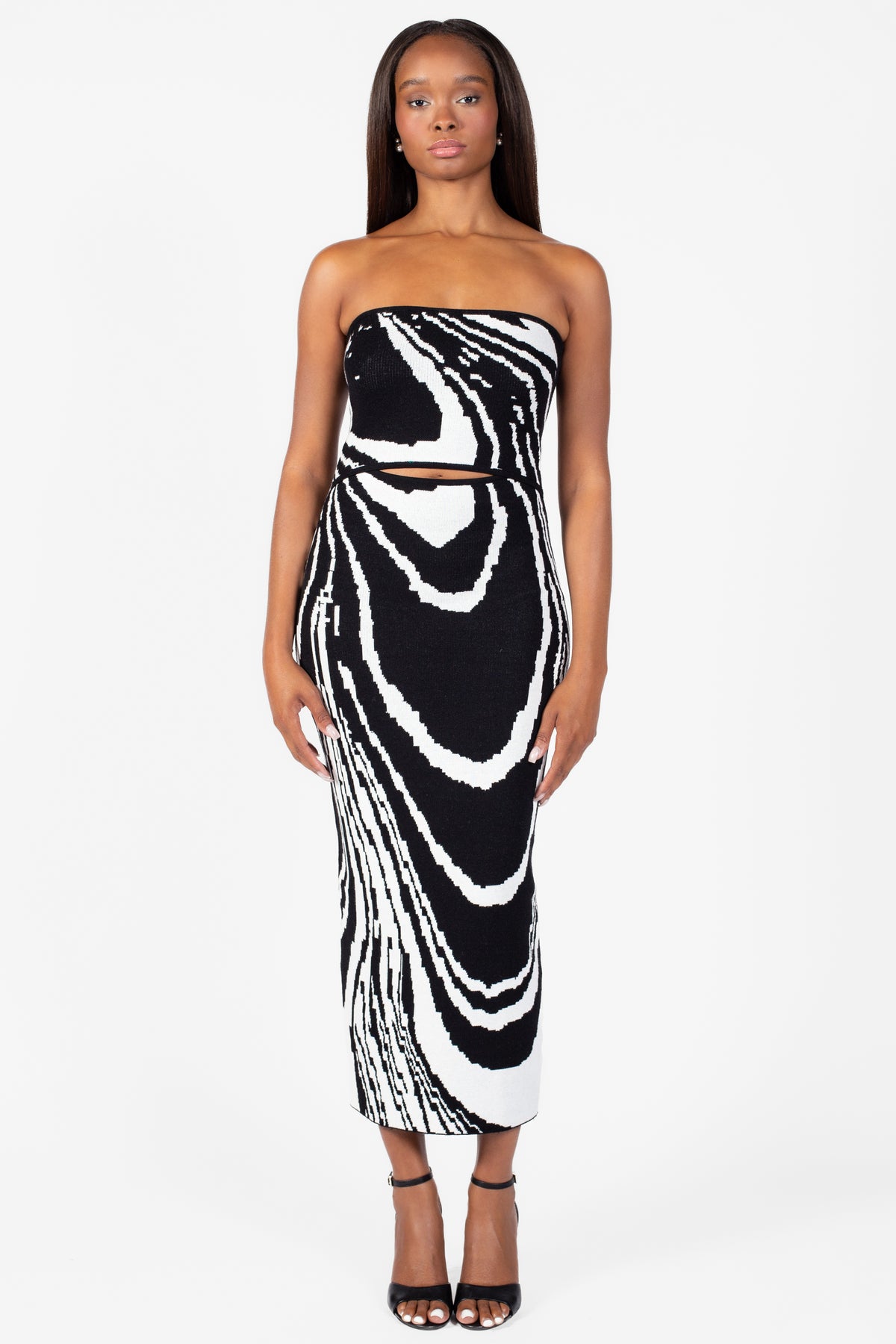 Andrea Abstract Print Midi Dress - honey