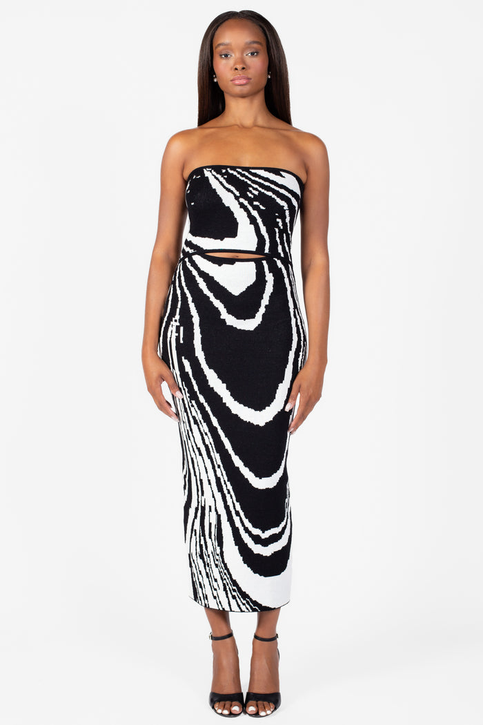 Andrea Abstract Print Midi Dress - honey