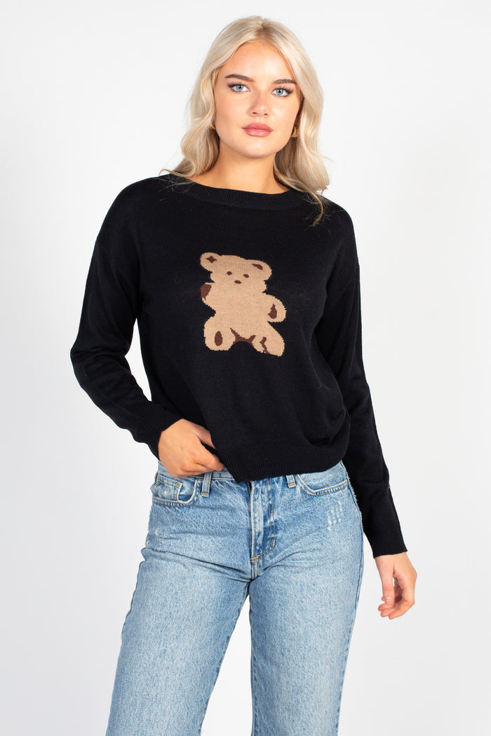 Corduroy Teddy Bear Knit Sweater