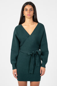 Valentina Tie Waist Sweater Dress - honey