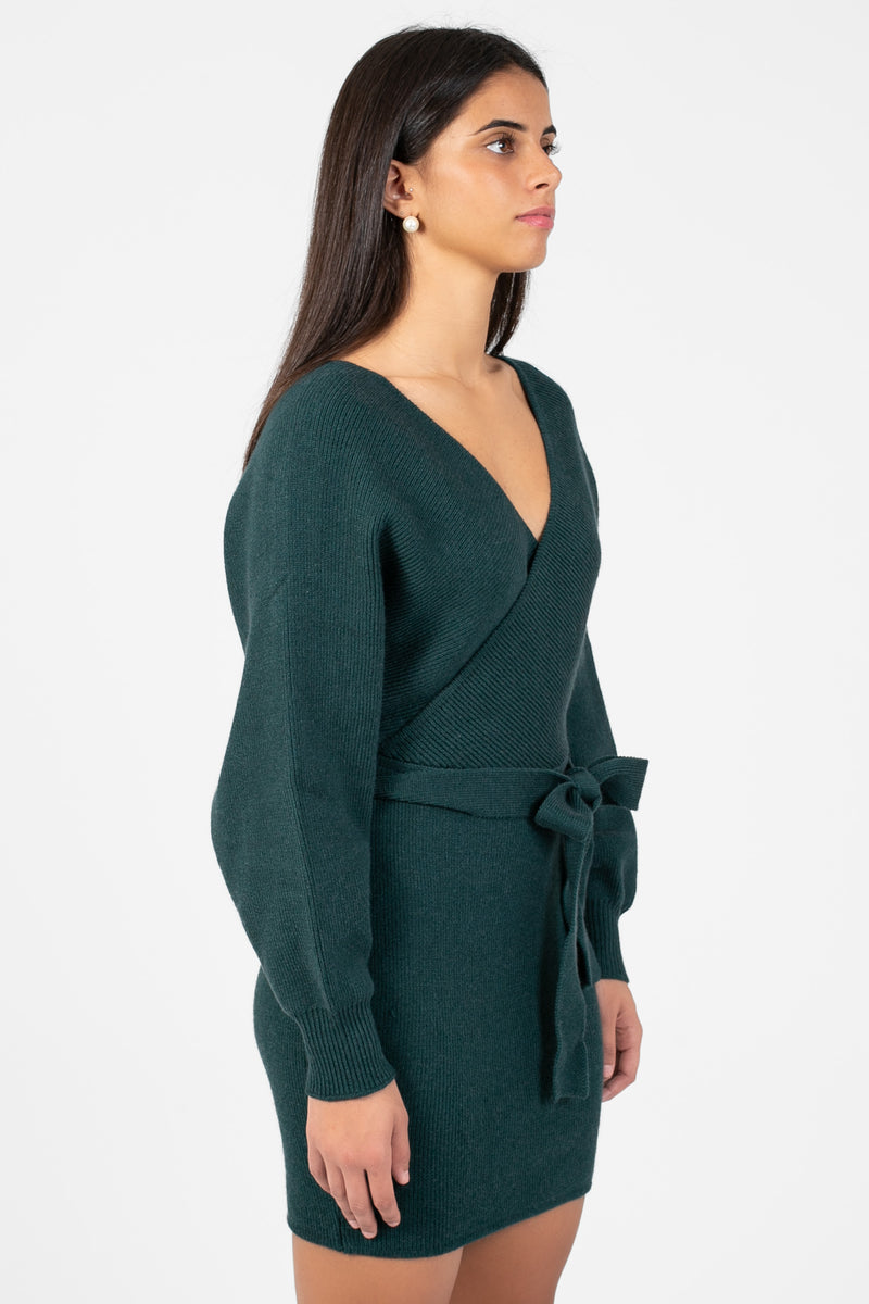 Valentina Tie Waist Sweater Dress - honey