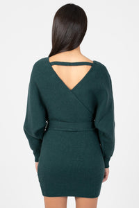 Valentina Tie Waist Sweater Dress - honey