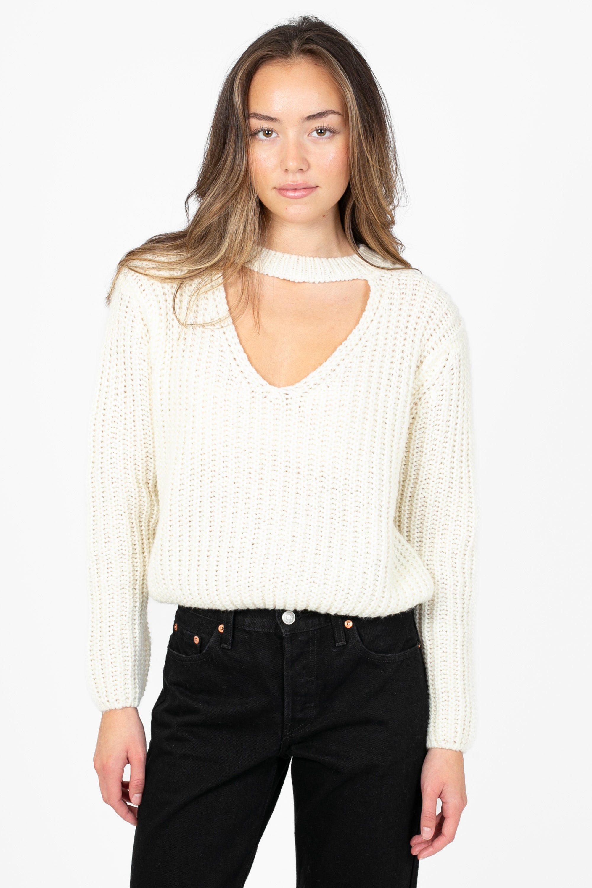 Astrid V-Neck Cut Out Sweater